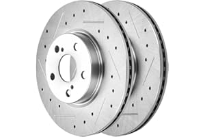 AUTO SHACK AutoShack Front Drilled Slotted Brake Rotors Silver Pair of 2 Driver and Passenger Side Replacement for 2009-2014 Toyota Matrix 2009-2019 Corolla 2008-2014 Scion xD 2009-2010 Pontiac Vibe PR41507DSZPR