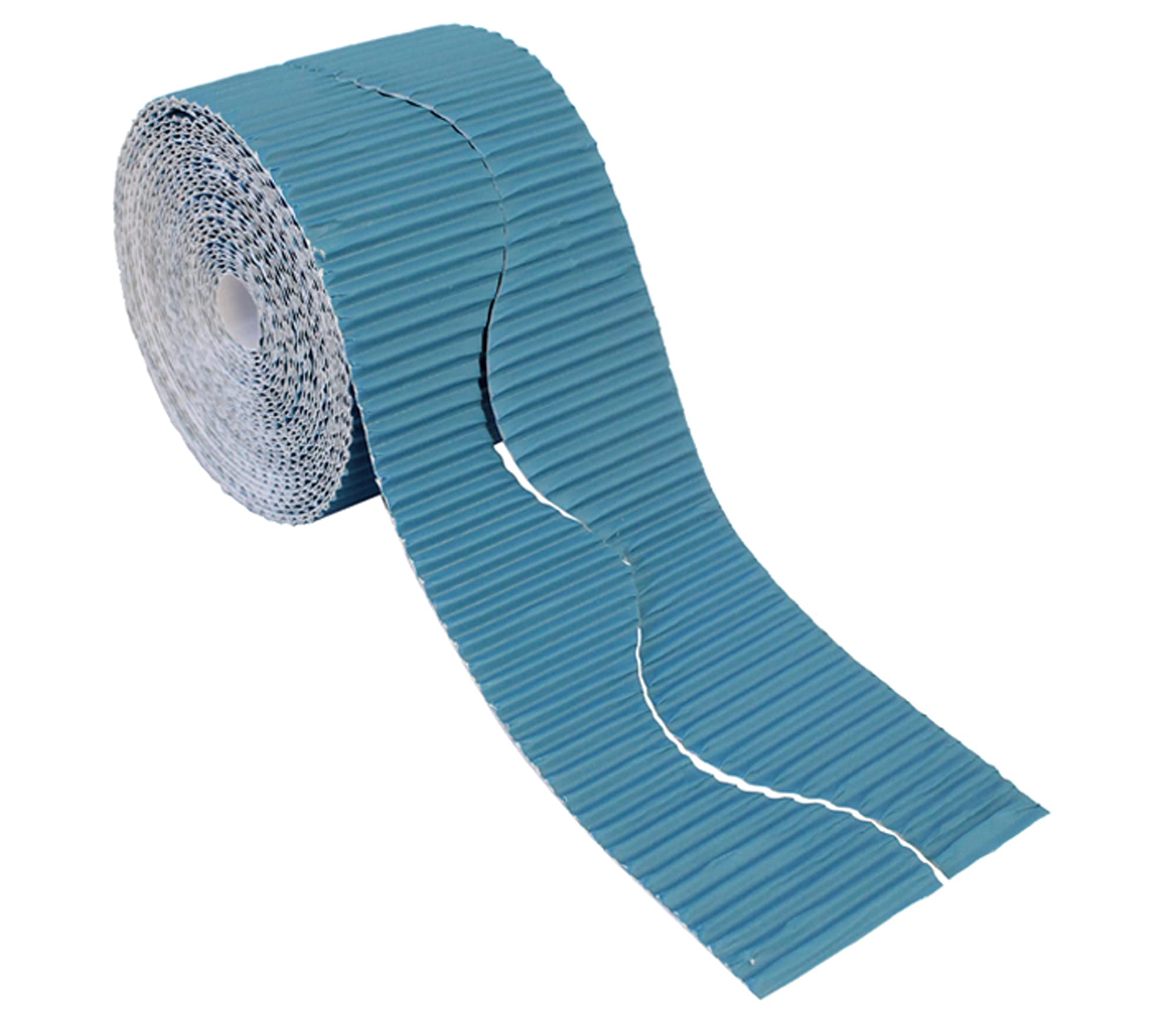 Bright Ideas Corrugated Border Roll for School Displays, Teal, 57mm x 7.5m (15m When Split), BI7894