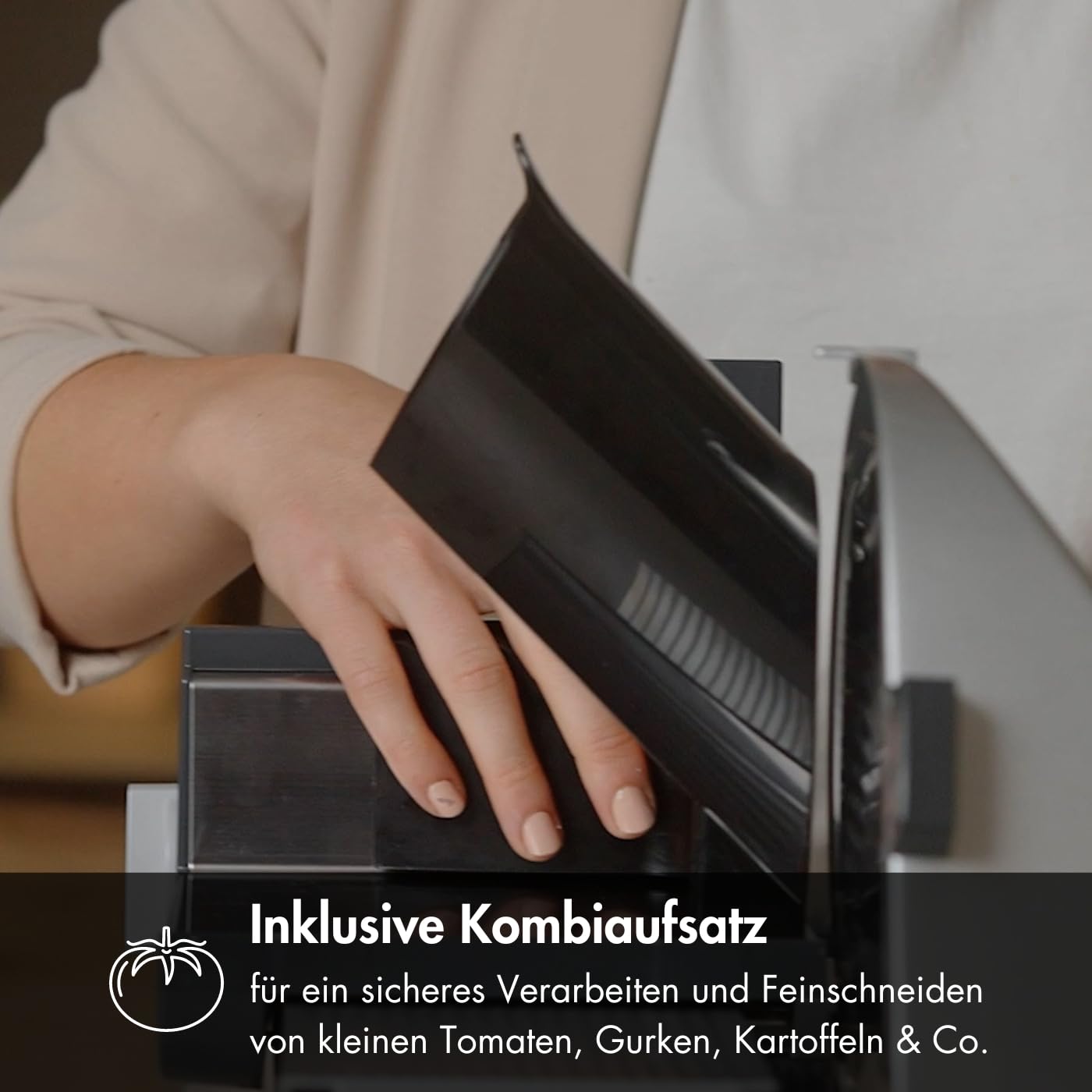 GRAEF. Master M20 - Elektrischer Allesschneider, Made in Germany, Vollstahlmesser Ø 170 mm für feinste Schnitte, Schnittstärke 0-20 mm, Kondensatormotor 170 W, Vollmetall, Schneidemaschine, Silber 6
