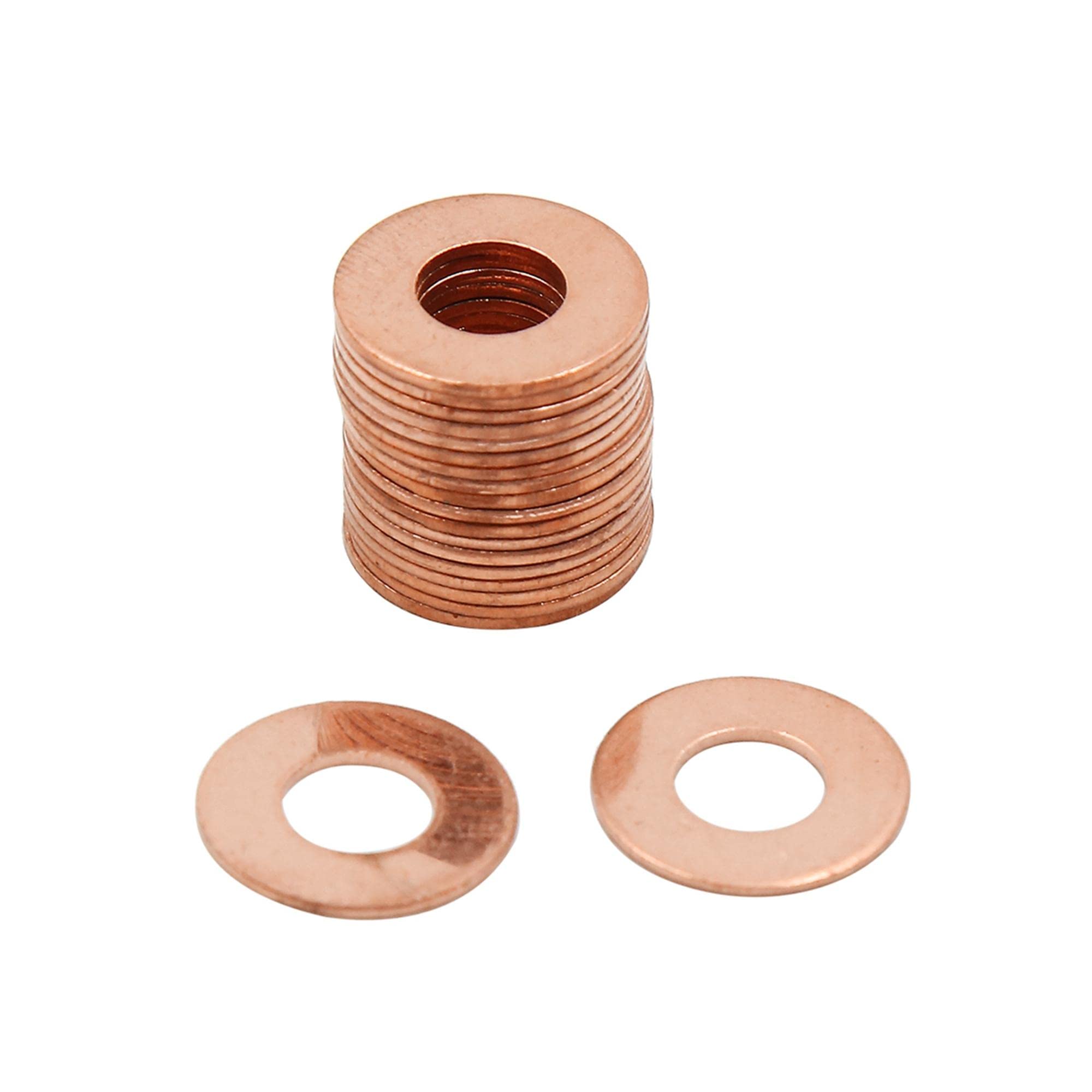 X AUTOHAUX 20pcs M8 x 18mm x 1mm Copper Flat Washer Sealing Ring for Screw