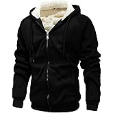GXAMOY Men's Winter Fleece Hoodies for Men Heavyweight Warm Thick Full Zip Up Sweatshirt Outerwear