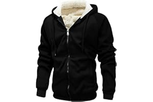 GXAMOY Men's Winter Fleece Hoodies for Men Heavyweight Warm Thick Full Zip Up Sweatshirt Outerwear