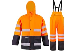VUVEA Rain Suit For Men & Women Waterproof Heavy Duty Rain Gear Reflective Jacket for Fishing Outdoor Work Raincoats
