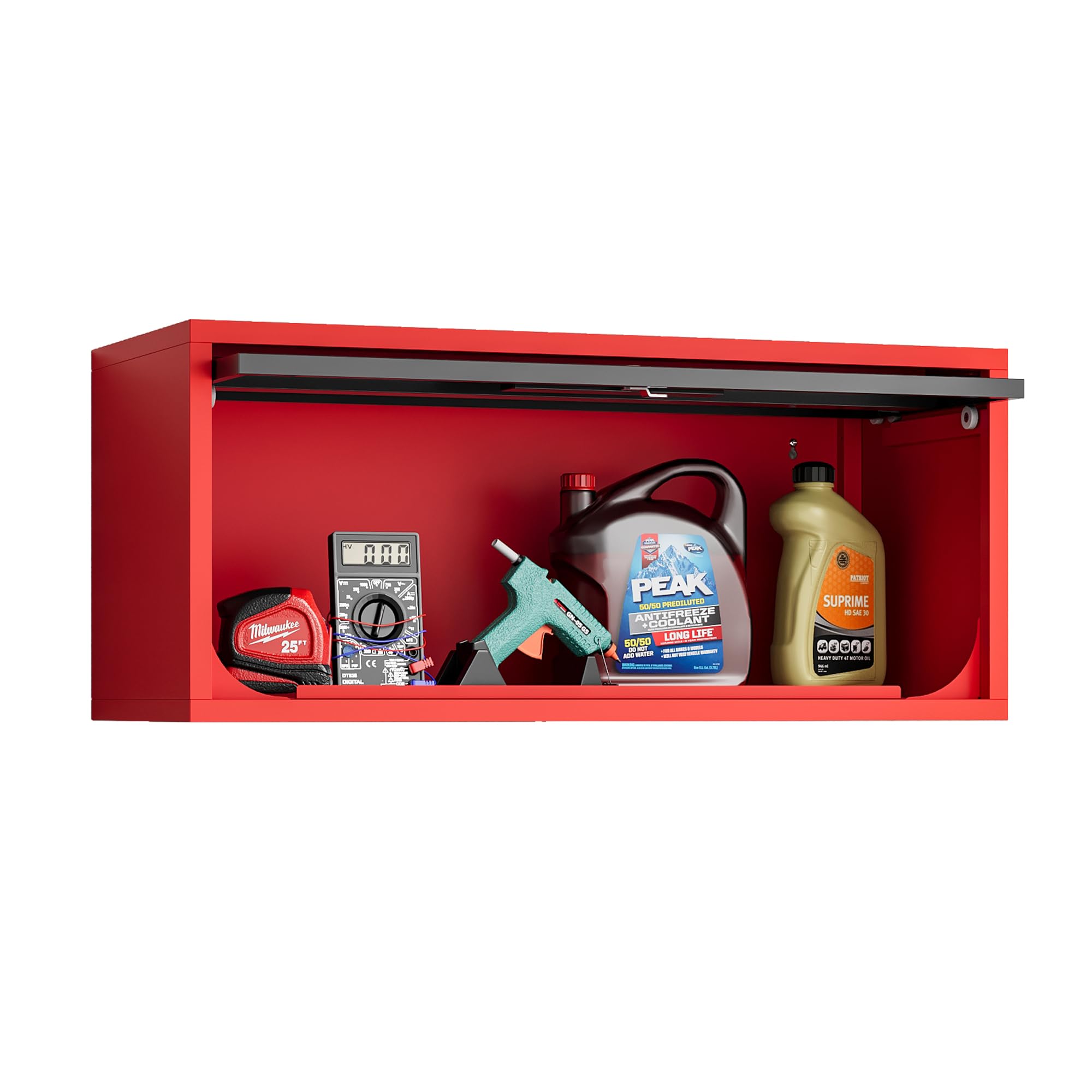Fesbos Metal Storage Cabinet Black&Red Wall