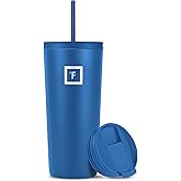 IRON °FLASK Classic Tumbler - Vacuum Insulated Stainless Steel Water Bottle, Double Walled, Drinking Cup, Insulated Travel Mug (Cobalt, 24 oz Solid Lid)