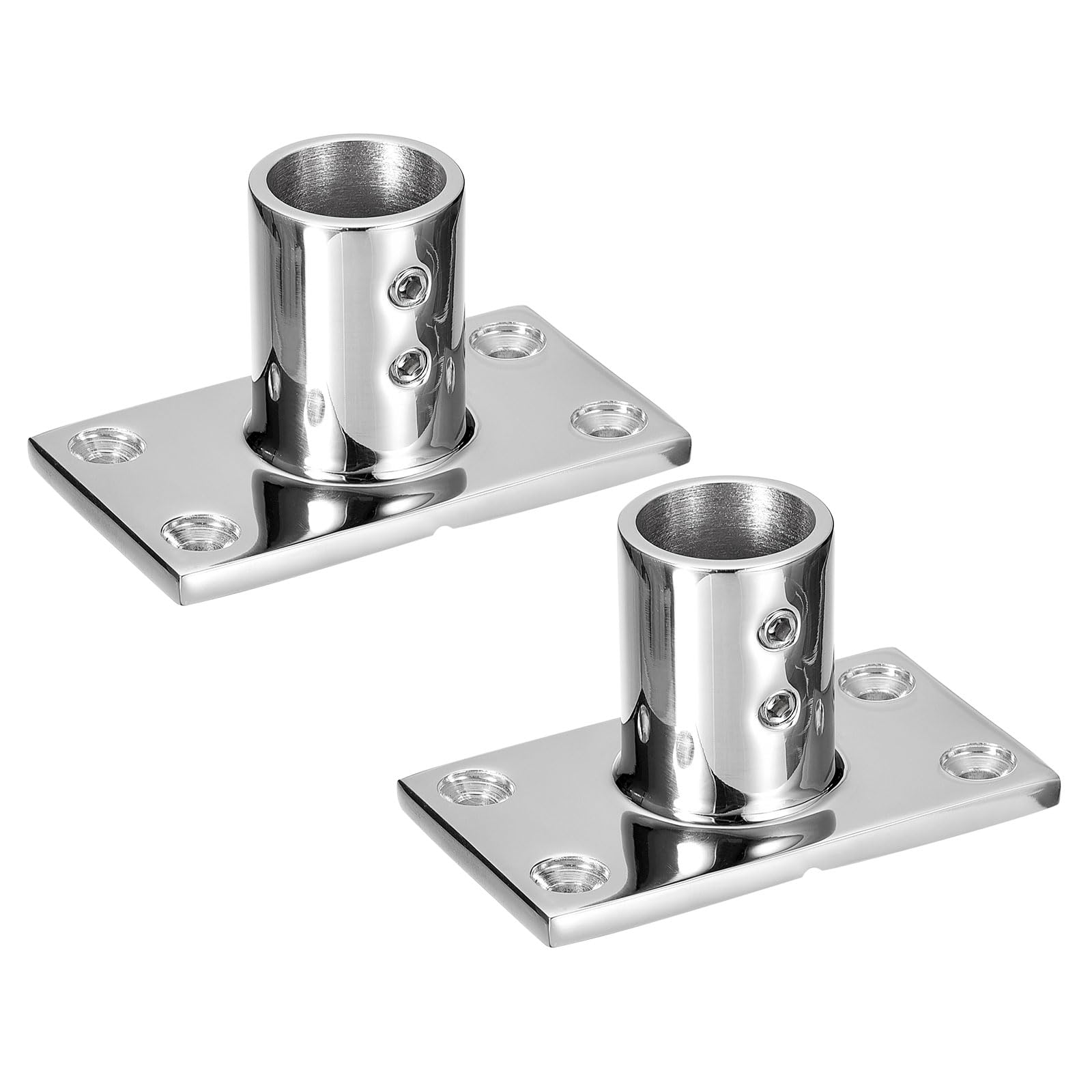 Uxcell Boat Hand Rail Fitting 90 Degrees, 2Pcs Marine 316 Stainless Steel Rectangular Base, Silver