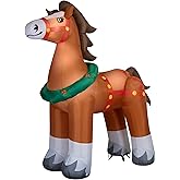 Multicolor Clydesdale Horse Christmas Inflatable Outdoor Decoration, Giant 9.5 Ft Airblown Yard Display, Holiday Seasonal Decor