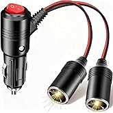 RO&Eacute;KO Car Cigarette Lighter Splitter, 12V, 1 to 2 Port | Supports Fast Charging, For 12/24 Volt Cars Vehicle, With On Off Switch