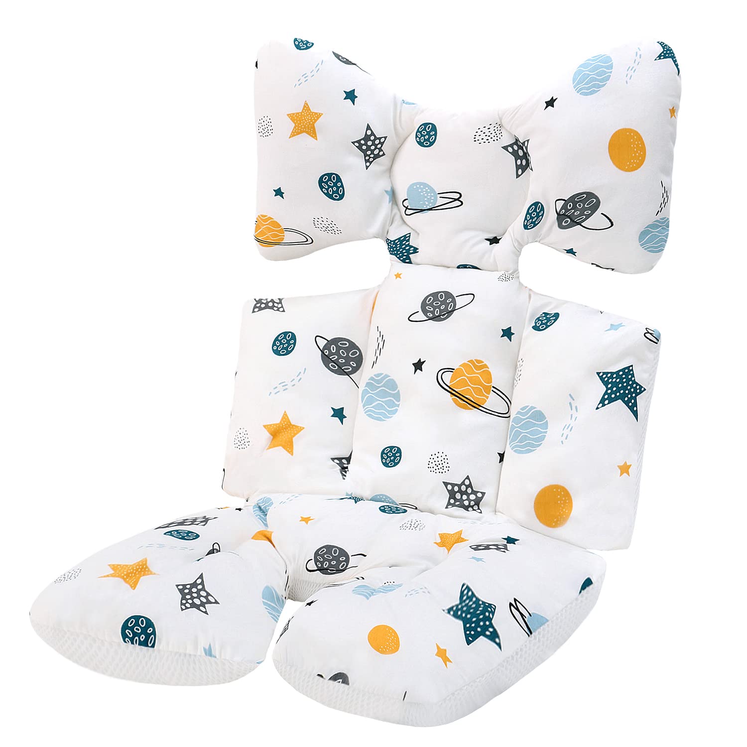 Baby Stroller Cushion Baby Pushchair Seat Liners Pram Liner Universal Baby Stroller Seat Liner Soft and Breathable 3D Air Mesh Cotton (Planet White)