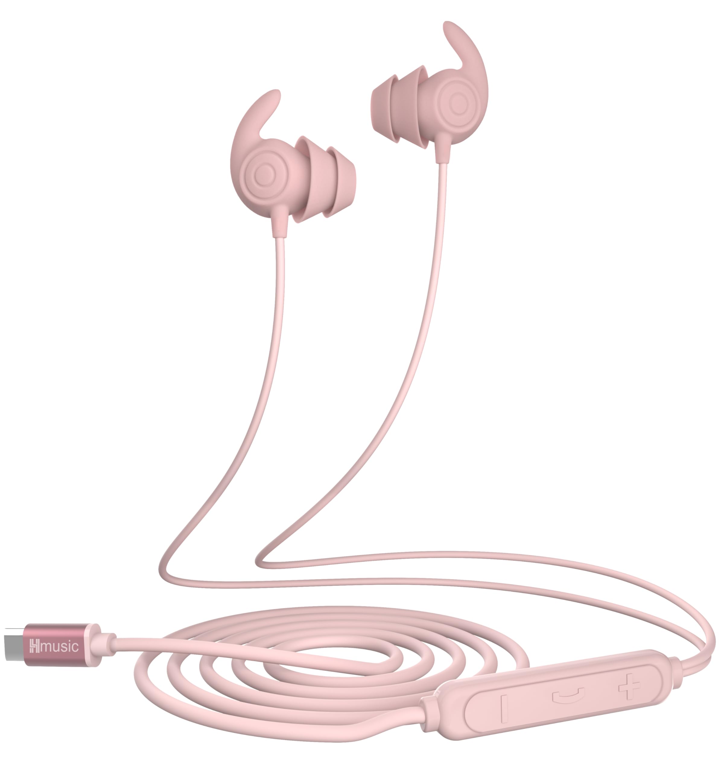 Photo 1 of Hmusic Sleep Earbuds,USB C Wired Sleep Headphones for Side Sleepers,30dB Noise Isolate Sleep Earplugs w/Mic,2g Lightweight Soft Silicone,Flat Thin Bed Earphones for Relax,Focus,Travel,Yoga(Pink)