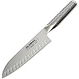 Global G-48-7 inch, 18cm Santoku Hollow Ground Knife, 7", Stainless