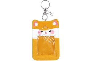 ZGMYC Cute Plush Kpop Photocard Holder with Keychain, Cartoon Bear Bunny Pig Photo Sleeve Card Holder Protector