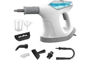 CXYHMG Handheld Steam Cleaner for Home, 10S Immediate Heat Hand Held Steam Cleaner, with Visualized Large Water Tank & 9 PCS Accessories & Safety Lock, for Kitchen,Couch,Floor,Window,Car (WHITE+GREY)