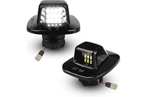 LESAUCE LED License Plate Light Lamp Assembly Compatible with 1988-1999 Chevy C1500 K1500 Silverado Sierra Pickup Tahoe Yukon Blazer S10 Sonoma S15 Black Housing 6000K White, Pack of 2