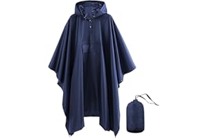 AIMLYXEE Hooded Rain Poncho Reusable Waterproof Poncho Unisex Raincoat Jacket with Pocket for Adults Outdoor Activities