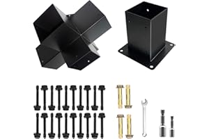 DEVALLEY 5-Way Right Corner Pergola Brackets Kit,Woodwork Brackets with Post Anchors for 4" x 4"(Actual:3.5"x3.5") Wood Beams for Patio Pergolas,Gazebos,Log Cabin W/Hardware (2 Pack)…