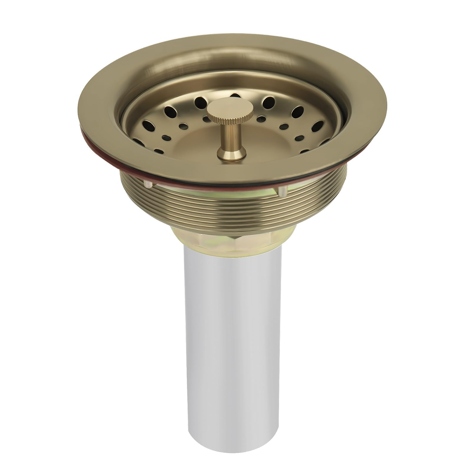 Photo 1 of ***(HEAVILY USED/ MINOR DAMAGE)***Uni-Green Champagne Bronze Kitchen Sink Drain for Standard 3-1/2 inch Drain - Fit 1-1/2 inch Pipe - Kitchen Sink Drain Strainer Stainless Steel Basket with Knob - Rubber Stopper Bottom