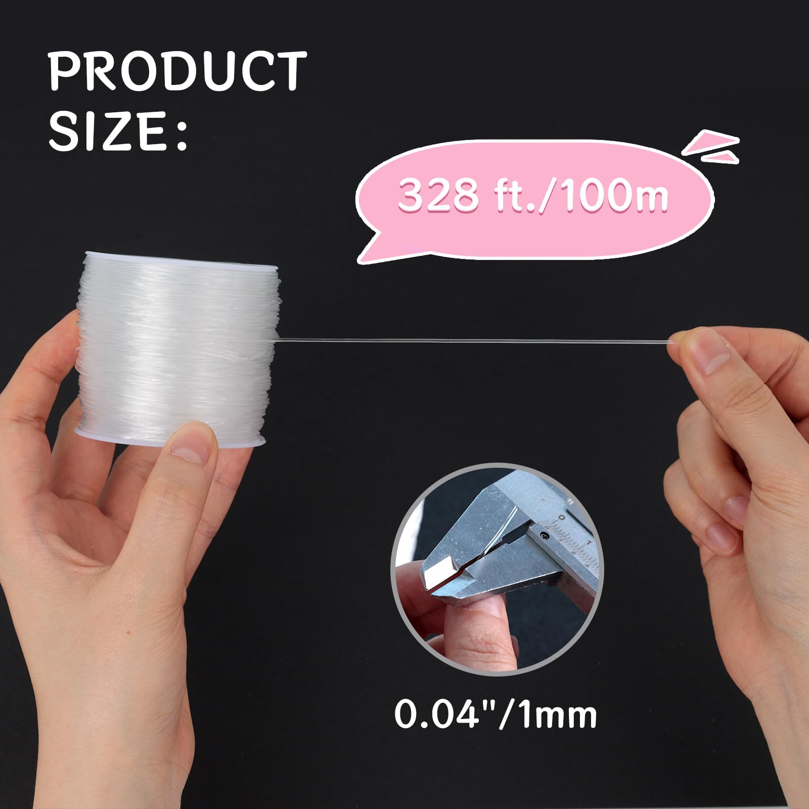 VGOODALL White Rattail Elastic String Roll, 100m/328Ft. Stretchy Bracelet String Crystal Stretchy Bead Cord for Jewelry Making Bracelet Making