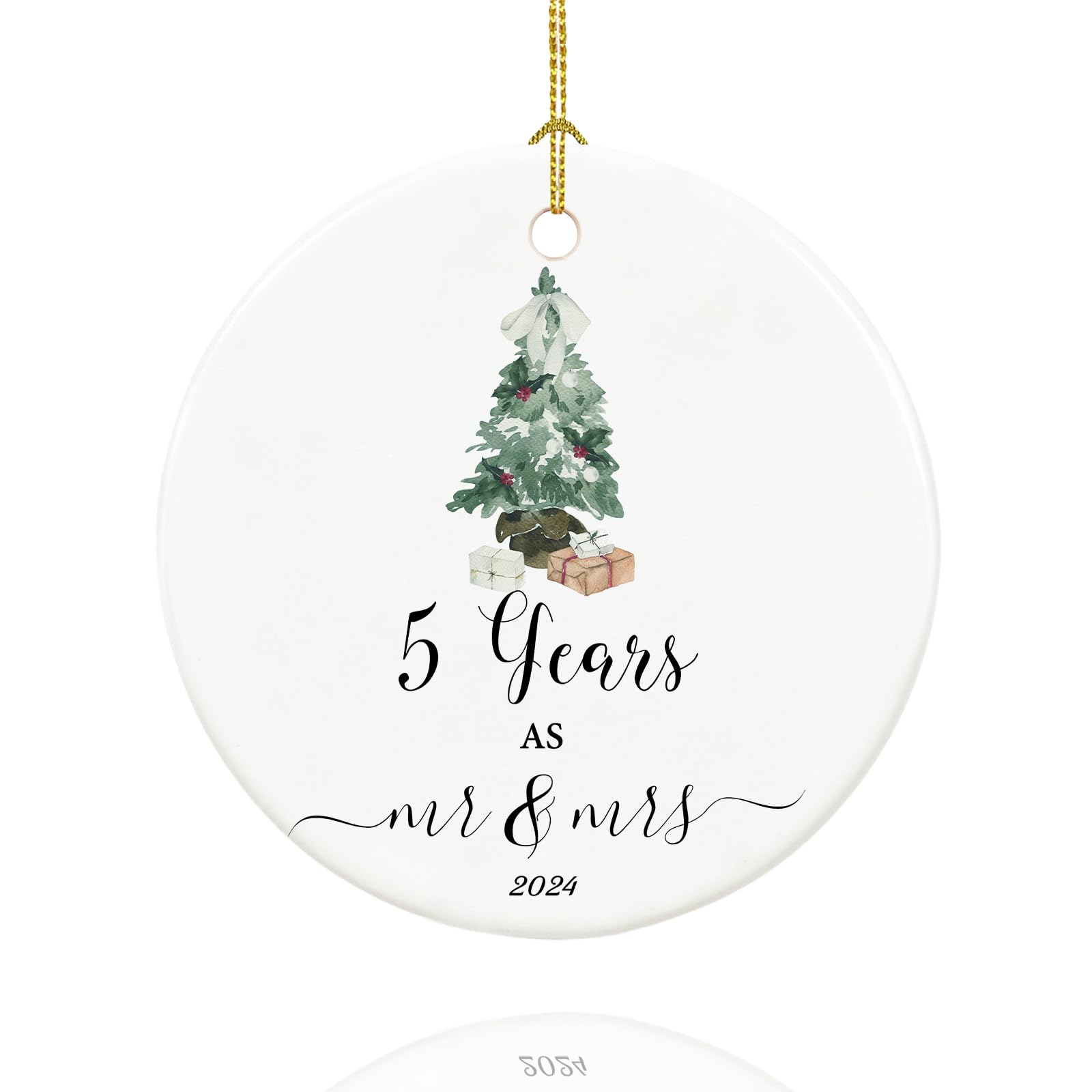 Photo 1 of 10th Anniversary Ornament Gifts for Couple, 10th Wedding Anniversary for 10 Year as Mr and Mrs Gifts, Ceramic Keepsake 10 Year Anniversary Christmas Ornaments 2024 with Ribbon and Box