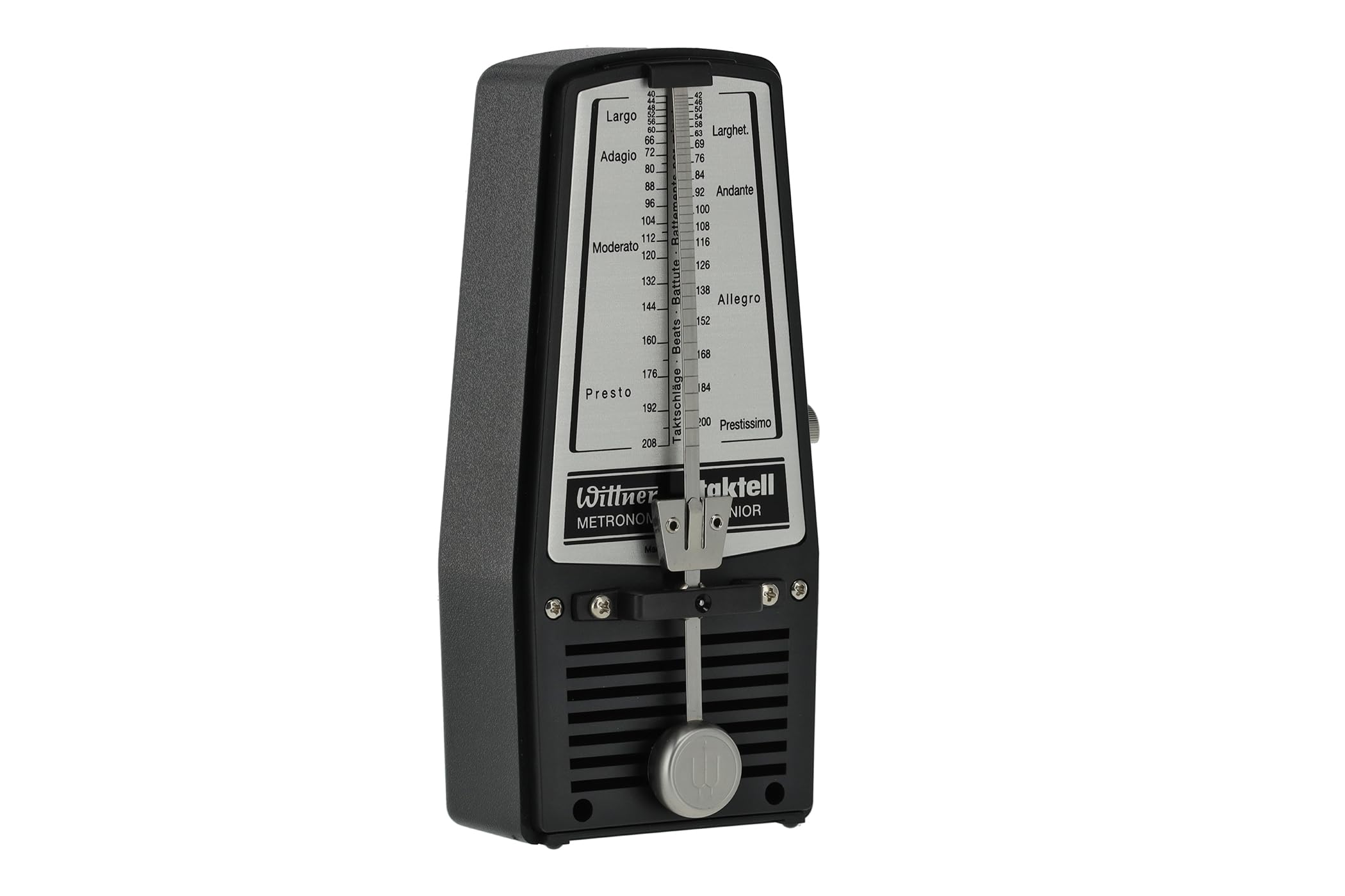 Wittner Metronome Taktell Junior Series 820 - Plastic casing - Without bell - Black - Mechanically wound - No batteries required - Made in Germany