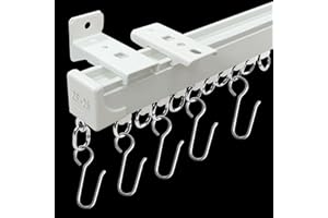 YMDPARTS Curtain Track Ceiling Mount Curtain Rail Ceiling Curtain Track or Wall 9 FT Room Divider Curtain Track White with Hooks Suitable for Living Room Bedroom Bathroom