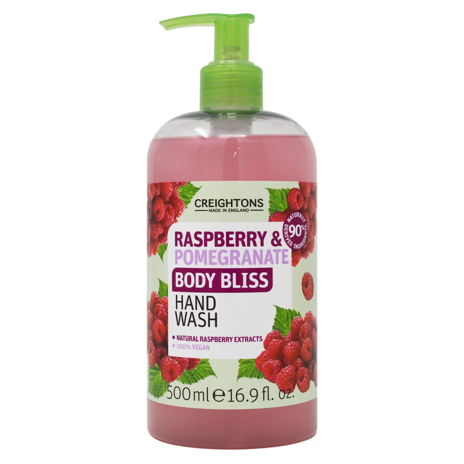 Creightons Body Bliss Raspberry and Pomegranate Hand Wash (500 ml) - Revitalise Your Senses and Boost Your Energy with Juicy Extracts of Raspberry & Pomegranate, Vegan Friendly & Cruelty Free