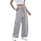 Bankeng Womens Baggy Wide Leg Pants Casual Palazzo Pants Drawstring Waisted Lounge Sweatpants with Pockets