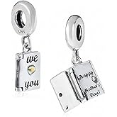 Happy Mothers Day Charms fit Pandora Style Bracelet 925 Sterling Silver We Love You Gold Heart Pendants for Mom Wife Women Jewelry Gift