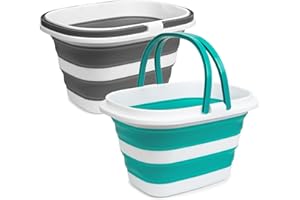 TIAWUDI 2 Pack Collapsible Mop Bucket, 16L(4.2 Gal) Plastic Bucket for House Cleaning, Car Washing, Silicone Cleaning Supplier Organizer, Portable Basket with Handle for Laundry Storage, RV Camping, Fishing