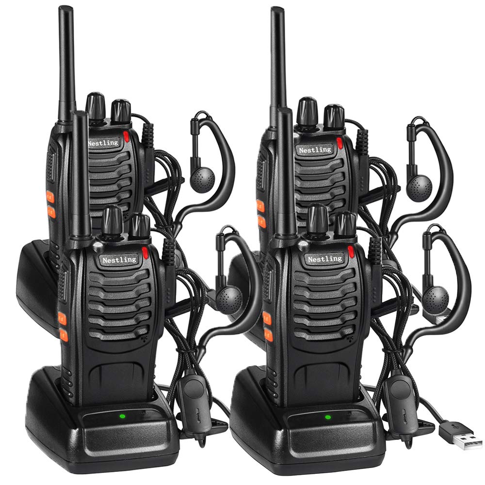 Walkie Talkies 16CH Rechargeable 2 Way Radio Long Range Portable Adult Walkie Talkie With LED Torch Original Earpieces for Outdoor Camping Field Survival and Hiking (4Pack)