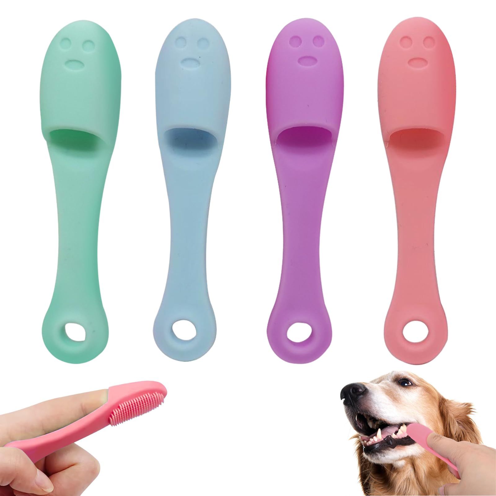 4Pcs Silicone Scrubber for Cats,Cat Chin Brush,Cat Chin Cleaner,Finger Brush Silicone Pet Toothbrush,Cat Finger Toothbrush,Suitable for Pet Dental Care,for Puppies and Cats(Purple,Green,Blue,Pink)