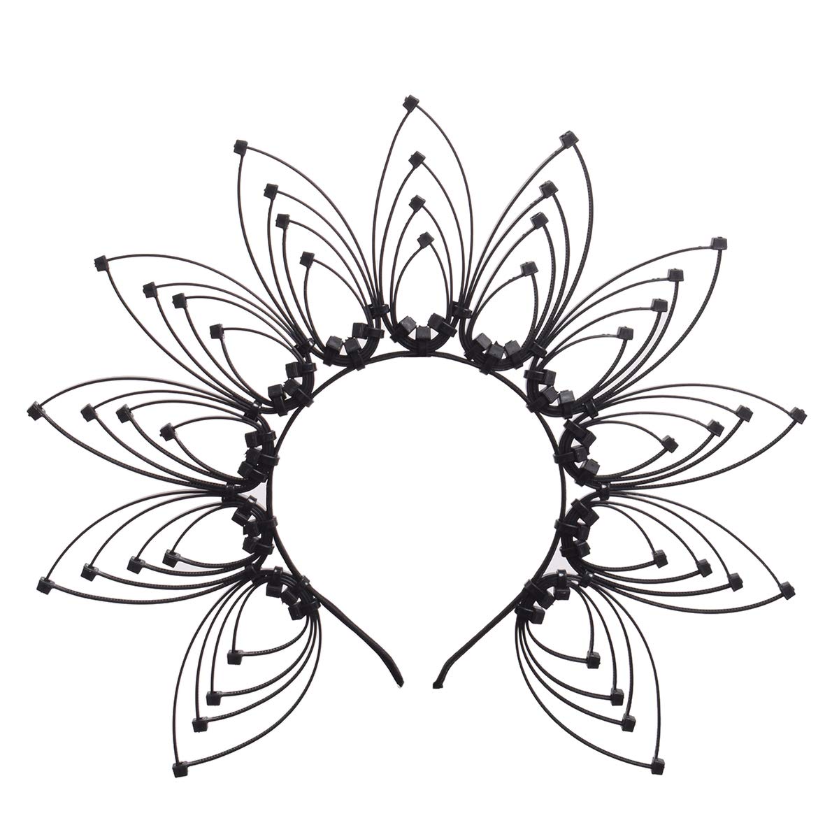 GRACEART Sunburst Halo Gold Crown Headband Costume Party Hair Accessories (A-black) — image 1