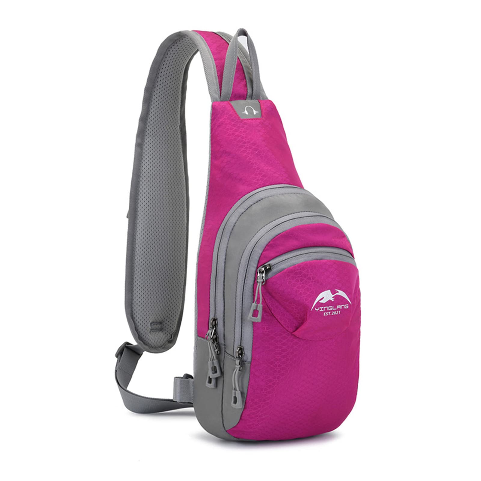 FANDARE Unisex Sling Bags Chest Shoulder Hiking Backpack Women Men Crossbody Bags Cover Pack Sport Rucksack for Travel Bicycle Sport Gym Daypacks with Earphone Hole Small DaypacksRose Red