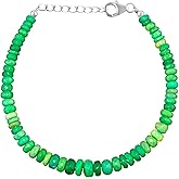 QNAVIC 925 Sterling Silver Bracelet for Women, Gemstone Dainty Choker Bangle Bracelet, Natural Beads Handmade Jewelry, July Birthstone For Birthday Gifts 8 Inch