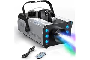 HOLDLAMP Fog Machine, 1200W and 6000CFM Smoke Machine with Wireless Remote Control and 6 Colorful LED Lights for Christmas Halloween Wedding Stage Effect DJ Disco Party Stage
