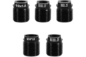 Tinoaly 5pcs Gear Shift Knob Adapter Kit, Aluminum Alloy Universal Shifter Knob Thread Adapter for M10x1.25/M12/M14 Threads Quick Install Nut Inserts for Car/Truck/SUV Manual Transmission Accessories