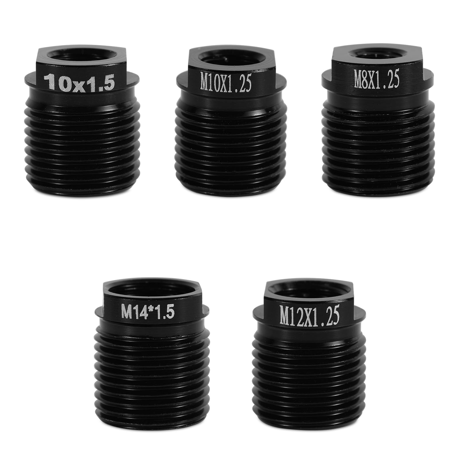 Photo 1 of 5pcs Gear Shift Knob Adapter Kit, Aluminum Alloy Universal Shifter Knob Thread Adapter for M10x1.25/M12/M14 Threads Quick Install Nut Inserts for Car/Truck/SUV Manual Transmission Accessories