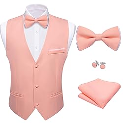 Barry.Wang Mens Blush Pink Suit Vest Bow Tie Set