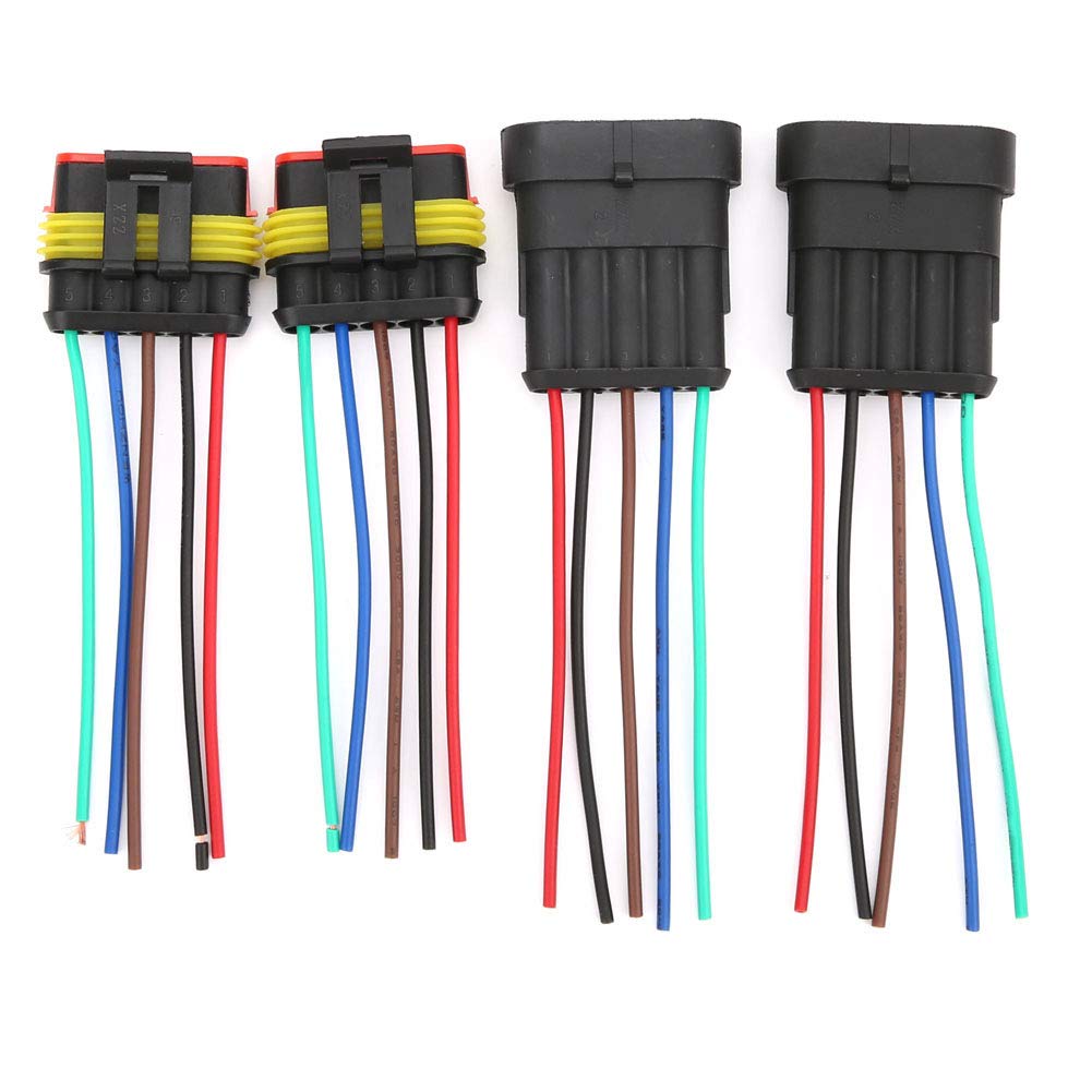 VOBOR 2 Sets Electrical Wire Connectors, 4/5/6 Pin Car Waterproof Connector, Car Waterproof Electrical Connector Plug with Wire Cable for Automotive Connectors (5P)