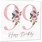 Purple Fox 99th Birthday Card for Women - Floral 99th Birthday Cards for 99 year old woman Ninety Nine, ninety ninth Ladies Nan Grandma Mum Aunt Sister Mom Friend