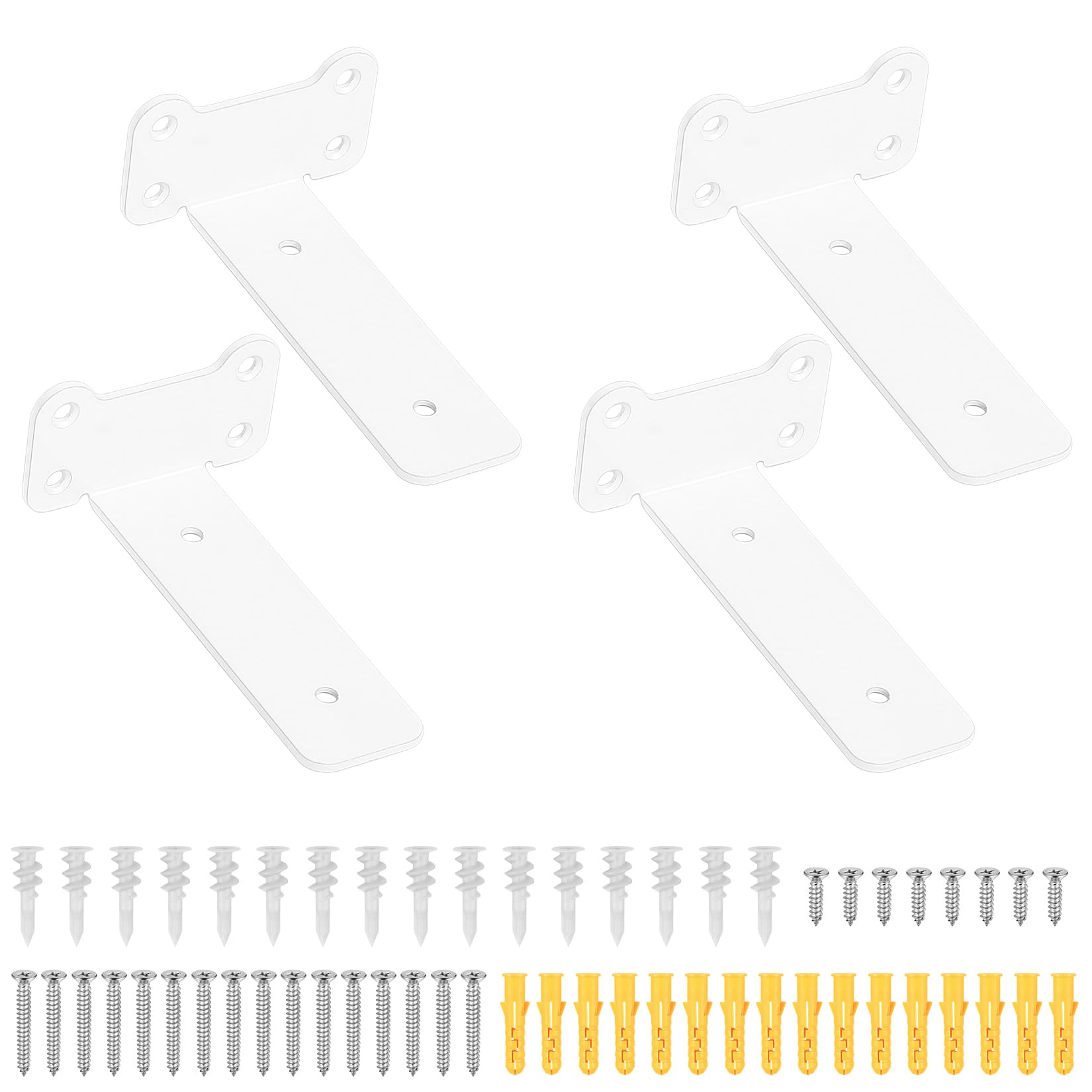 4 Pcs Floating Shelf Brackets Heavy Duty, White Wall Brackets for Shelves, Scaffold Board Shelf Brackets for Shelves, Metal Shelf Support Brackets Wall Mounted, Cat Ear Style(125 mm/5 inch)