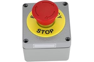 Emergency Stop Button Switch IP66 Waterproof Aluminum Momentary Stop Switch Station 1NO 1NC, Industrial Emergency Stop Push B