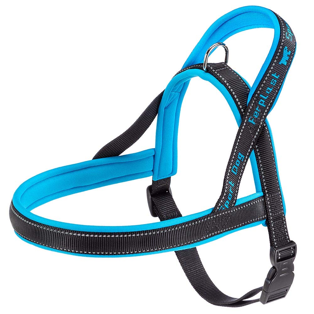 Ferplast Dog Harness SPORT DOG, Dog Harness Large Dog, Norvegian Type Harness for Dogs, Perfect Fitting, Soft padding, Reflective Nylon, Pet Name Tag, Blue — image 1
