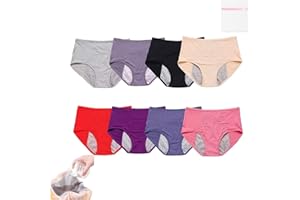 ORTSMA Everdries Leakproof Underwear for Women, Washable High Waisted Panties for Over 60#s with Incontinence Plus Size(8pcs,Large)