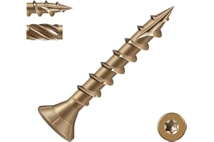 BNUOK #8 Deck Screws 1 Inch Exterior Decking Wood Screws Heavy-Duty Outdoor Torx Drive Head,Bronze Rust Resistant Epoxy Coated for Timber,Fence,T25 Star Bit (1Ib,190Pcs)
