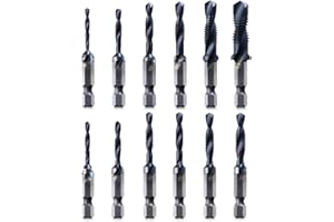 Kraftek SAE(6-32NC - 1/4-20NC) & Metric (M3-M10) 12pcs Combination Drill and Tap Bit Set, Ultra TiAlN Coating M2 Drill Tap Set for One-Step Drilling, Tapping, and Deburring