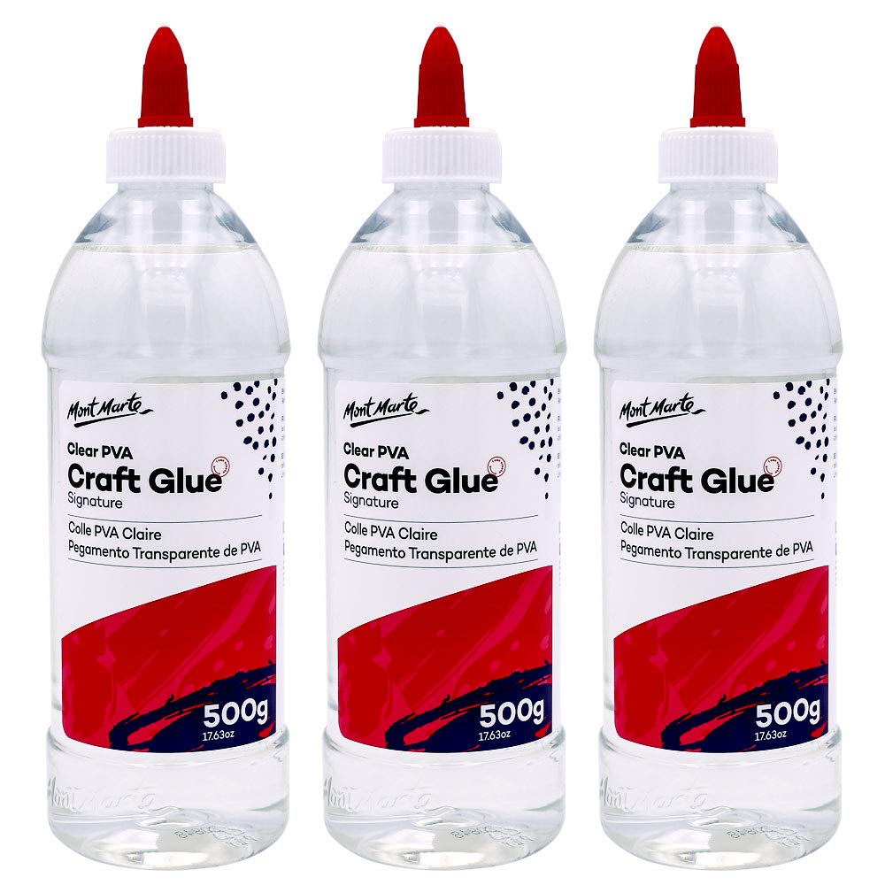 Mont Marte Signature Clear PVA Craft Glue 500g (17.63oz) - 3 Pack, Suitable for Paper, Card and Fabric Product Description