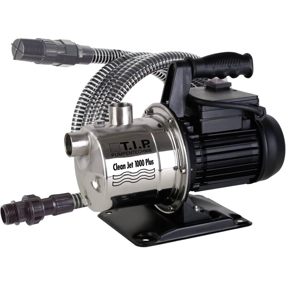 T.I.P. 30094 Clean Jet 1000 Plus Stainless Steel Garden Pump with 4 m Suction Set, up to 3300 l/h Flow Rate