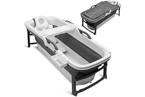 Serenelife 59" Portable Bathtub for Adults – Large Foldable Ice Bath Tub for Cold Plunge & Hot Spa, Freestanding Soaking Tub for Indoor/Outdoor, Athlete Recovery & Family Use, 440lbs Capacity