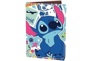 CNEISEJK Stitch Leather Passport Holder Cover, Cartoon Ohana Passport Wallet Credit Card Case for Women Girls (PAC-SDZ A 2403)